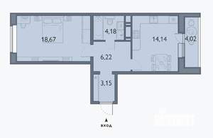 1-к квартира, сданный дом, 48м2, 14/16 этаж
