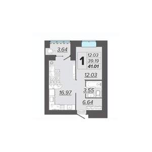 1-к квартира, вторичка, 41м2, 7/15 этаж