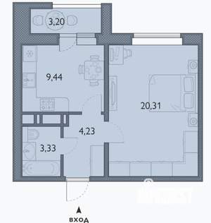 1-к квартира, сданный дом, 38м2, 16/16 этаж