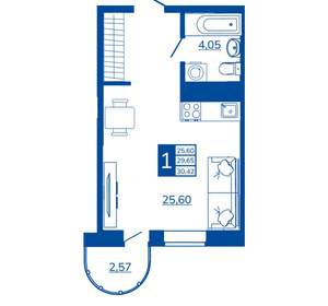 1-к квартира, вторичка, 30м2, 7/17 этаж