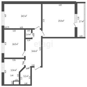 3-к квартира, вторичка, 102м2, 8/9 этаж