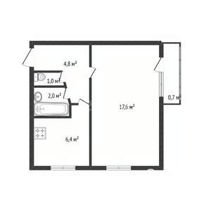 1-к квартира, вторичка, 32м2, 5/5 этаж