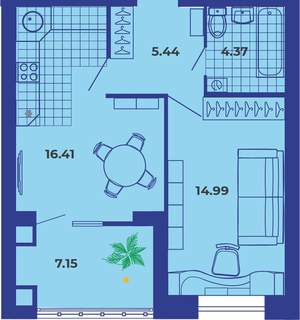 1-к квартира, вторичка, 49м2, 8/9 этаж