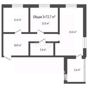 2-к квартира, вторичка, 73м2, 1/9 этаж
