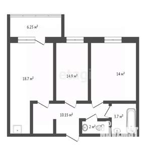 2-к квартира, вторичка, 62м2, 1/12 этаж