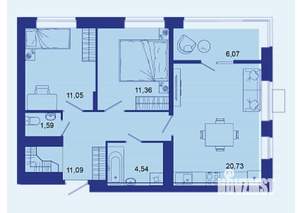 2-к квартира, сданный дом, 66м2, 11/16 этаж