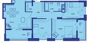 3-к квартира, вторичка, 91м2, 16/19 этаж