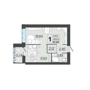 1-к квартира, вторичка, 41м2, 7/9 этаж