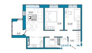 2-к квартира, вторичка, 60м2, 8/16 этаж