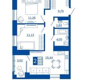 2-к квартира, вторичка, 55м2, 7/17 этаж