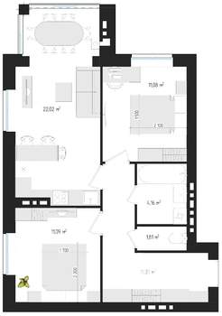 2-к квартира, строящийся дом, 60м2, 3/4 этаж