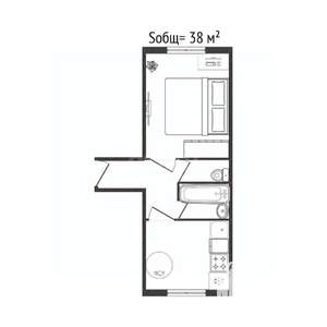1-к квартира, вторичка, 38м2, 7/10 этаж