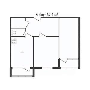 2-к квартира, вторичка, 62м2, 3/9 этаж