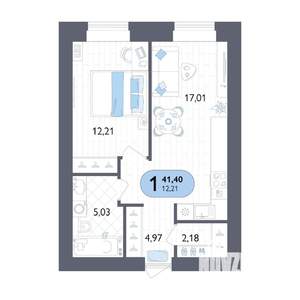 1-к квартира, вторичка, 41м2, 1/14 этаж