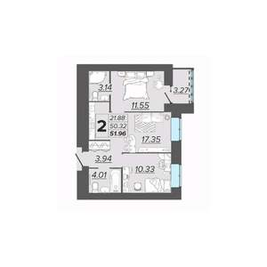 2-к квартира, вторичка, 52м2, 11/15 этаж