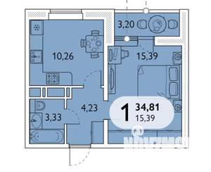 1-к квартира, сданный дом, 35м2, 7/16 этаж
