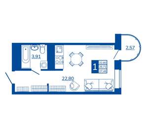 1-к квартира, вторичка, 27м2, 8/17 этаж