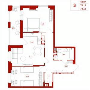 3-к квартира, вторичка, 75м2, 3/16 этаж