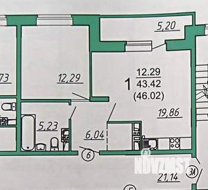 1-к квартира, вторичка, 46м2, 4/9 этаж