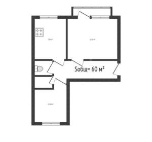 2-к квартира, вторичка, 60м2, 5/1 этаж