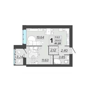 1-к квартира, вторичка, 41м2, 8/9 этаж