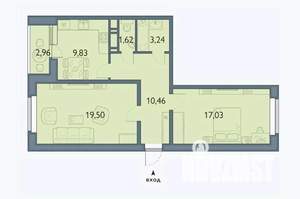 2-к квартира, строящийся дом, 63м2, 7/16 этаж