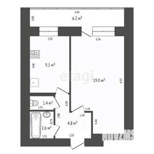 1-к квартира, вторичка, 40м2, 7/12 этаж