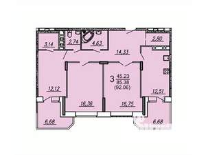 3-к квартира, строящийся дом, 91м2, 4/17 этаж