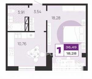 1-к квартира, вторичка, 37м2, 1/10 этаж