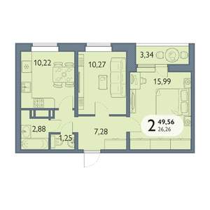 2-к квартира, вторичка, 50м2, 4/16 этаж