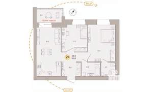 2-к квартира, вторичка, 66м2, 8/9 этаж