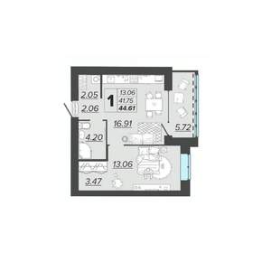 1-к квартира, вторичка, 45м2, 3/9 этаж