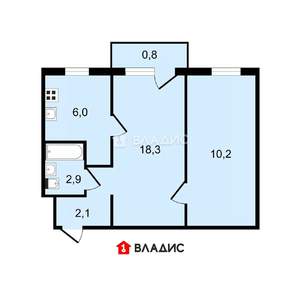 2-к квартира, вторичка, 43м2, 4/5 этаж