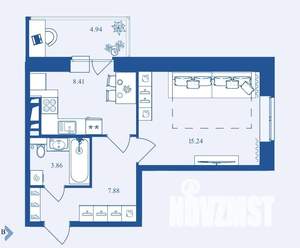 1-к квартира, вторичка, 40м2, 16/16 этаж