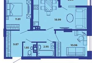 2-к квартира, вторичка, 61м2, 2/19 этаж