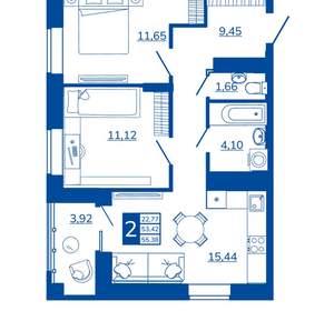 2-к квартира, вторичка, 55м2, 10/17 этаж