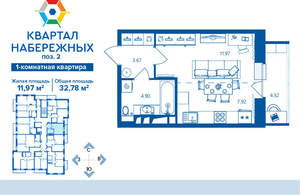 1-к квартира, вторичка, 33м2, 7/16 этаж