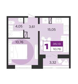 1-к квартира, вторичка, 35м2, 1/8 этаж