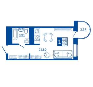 1-к квартира, вторичка, 27м2, 13/17 этаж