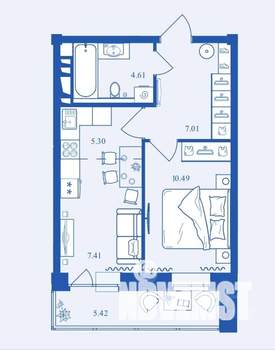 1-к квартира, вторичка, 40м2, 2/16 этаж