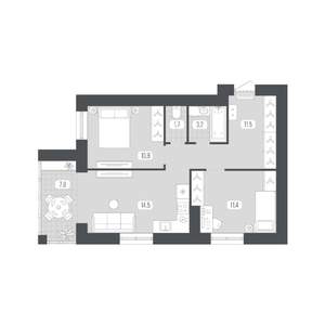 2-к квартира, вторичка, 61м2, 1/9 этаж