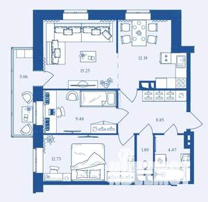 3-к квартира, сданный дом, 70м2, 12/16 этаж