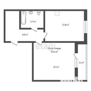 1-к квартира, вторичка, 46м2, 2/14 этаж