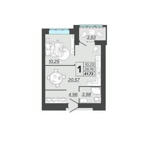 1-к квартира, вторичка, 42м2, 5/9 этаж