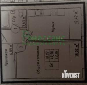 1-к квартира, вторичка, 44м2, 14/16 этаж
