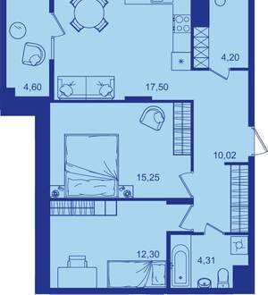 2-к квартира, вторичка, 68м2, 2/17 этаж