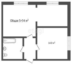 1-к квартира, вторичка, 53м2, 16/16 этаж