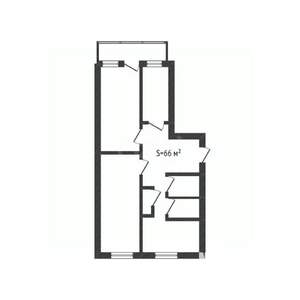 3-к квартира, вторичка, 66м2, 1/5 этаж