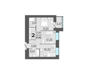 2-к квартира, вторичка, 52м2, 15/15 этаж