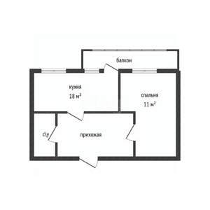 1-к квартира, вторичка, 39м2, 2/5 этаж